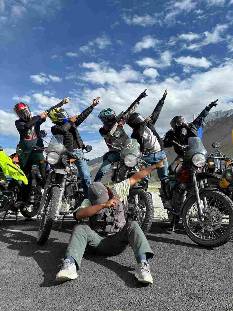 Riders crossing Se La Pass during the International Youth Club Tawang Bike Trip.