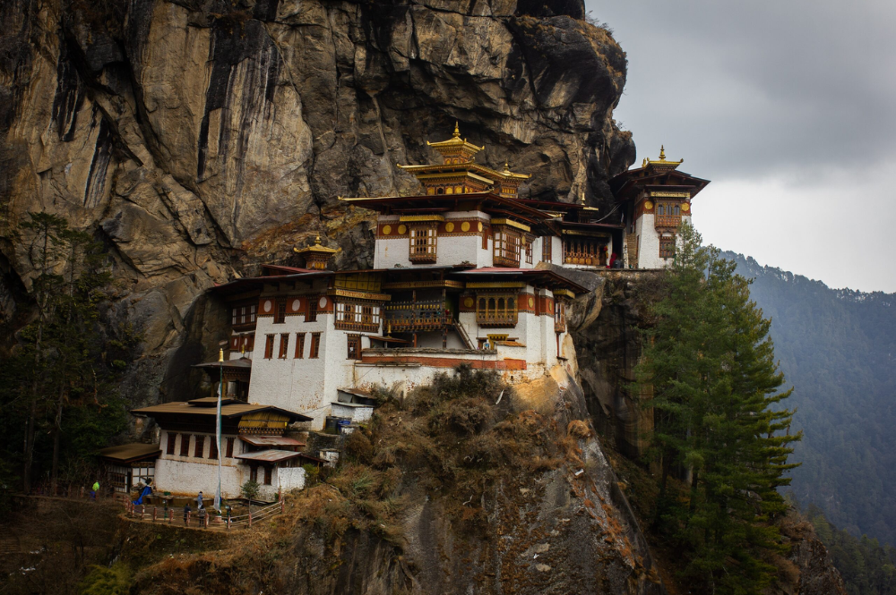 Remote monastery perched on a mountain slope