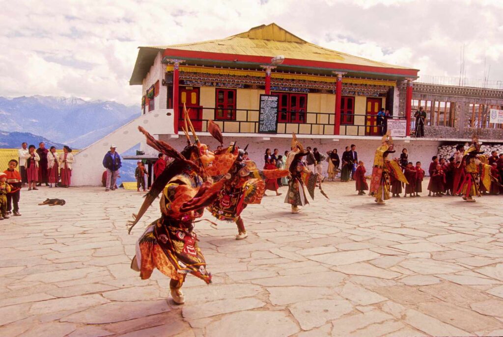 Traditional Monpa dance performance during Tawang Festival in autumn